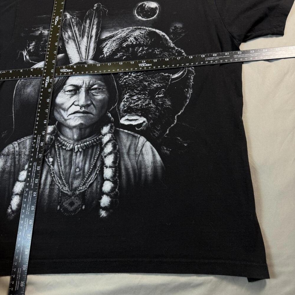 Native American Staring with Buffalo Nature Graphic Tee - Picture 2 of 4
